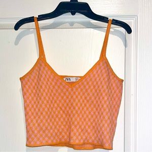 orange sparkly cropped tank top